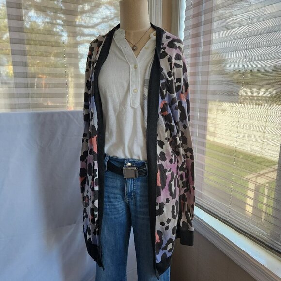 Multicolor Cheetah print plus size cardigan boutique 2xl - Picture 2 of 6